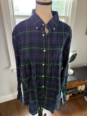 Ralph Lauren Green and Navy Plaid Button-Down Shirt